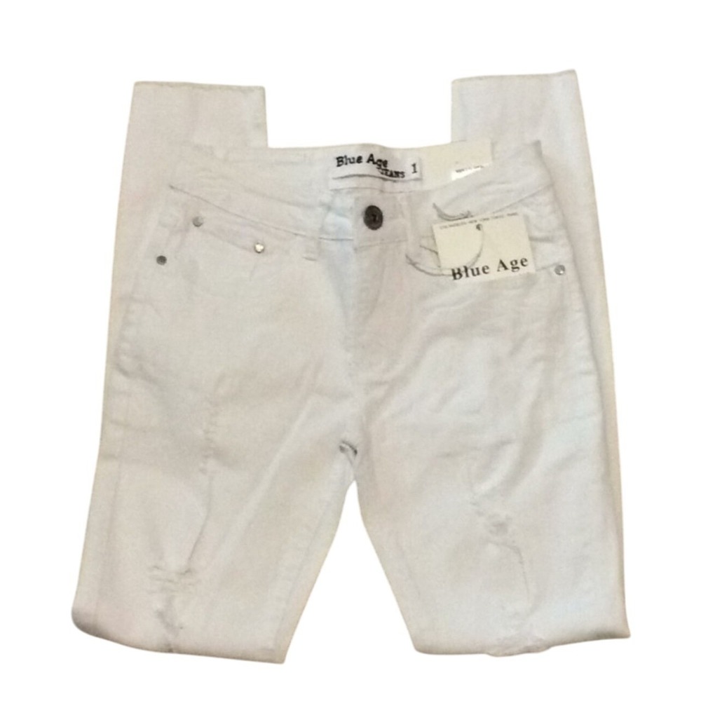 Blue‎ Age Womens White Distressed Skinny Jeans Size 3